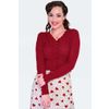 Afbeelding van Voodoo Vixen | Rood gebreide cardigan met hartvormig kantpatroon