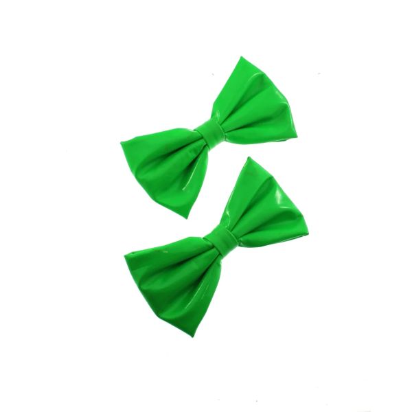 Zacharia | Paar haarclips met PVC neon groene strik