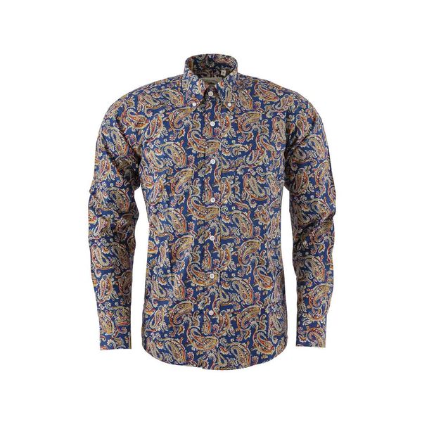 Relco | Overhemd blauw met kleurrijk paisley patroon