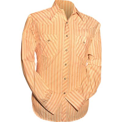 Chenaski | Retro cowboy overhemd, stripes creme wit oranje