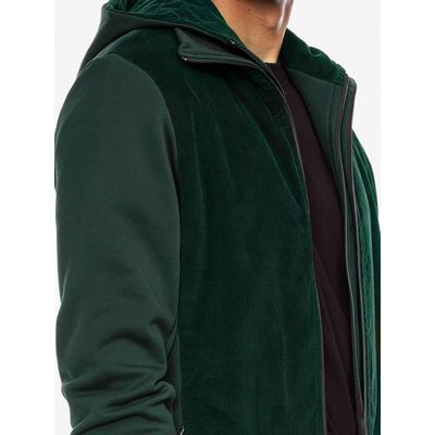 Foto van ATO Berlin | Retro Jas Atila, groene ribcord met dubbele ritssluiting en capuchon