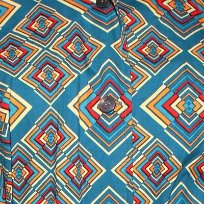 Foto van Chenaski | 70's Jurk met korte mouw, Rhombus turquoise 