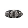 Afbeelding van Zacharia | Knuckle ring, met dubbele Goth skulls met zwarte gem-stenen