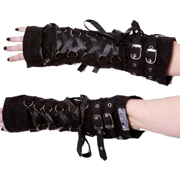 Armwarmers Orchid met gespen en korsetdetail