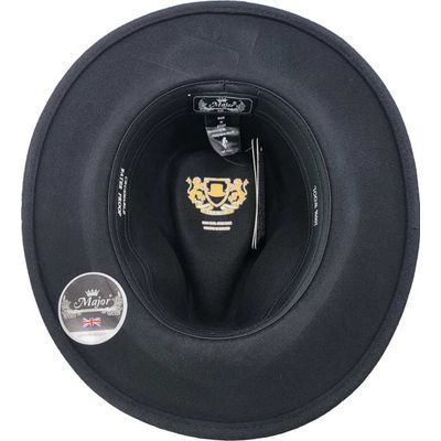 Foto van Major wear | Cowboy Fedora hoed, zwart met leren band en veer