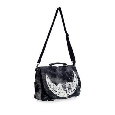 Foto van Banned | Schoudertas Chanters, batik grijs met met skullmoon print