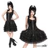 Afbeelding van Sinister | Gothic mini-jurk Katarina, zwart met lintjes en kant