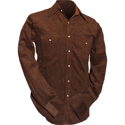 Chenaski | Retro ribcord cowboy overhemd, bruin
