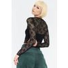 Afbeelding van Jawbreaker | Zwarte fishnet rozenkant top met lange mouwen