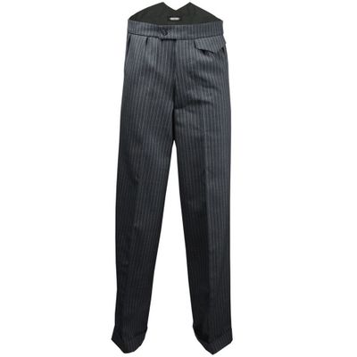 Foto van 20th Century Chap | Fishtail broek Bertie, grijze pinstripe