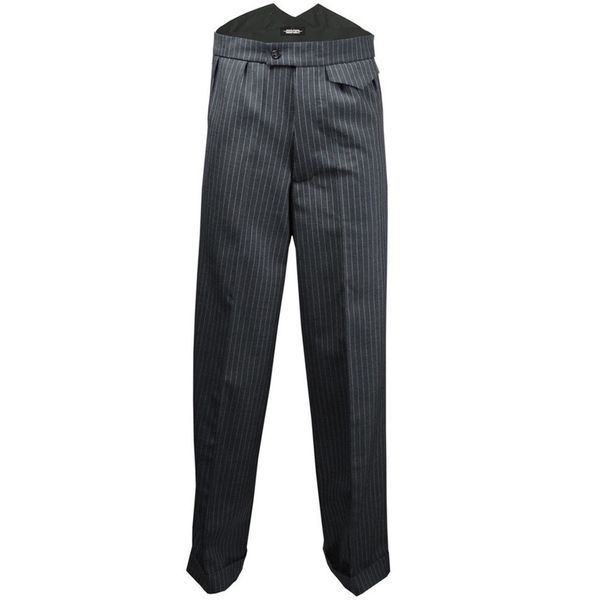 20th Century Chap | Fishtail broek Bertie, grijze pinstripe