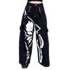 Afbeelding van Heartless | Goth skaterbroek Pixie dust, zwart met witte elfenvleugel 