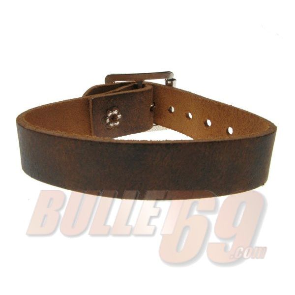 Bullet69 | Bruin leren armband, 17mm