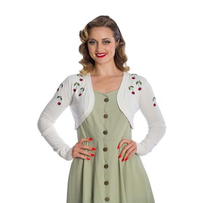 Banned | Offwhite vestje, bolero Summer cherry