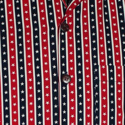 Foto van Chenaski | Overhemd korte mouw, striped stars red navy creme