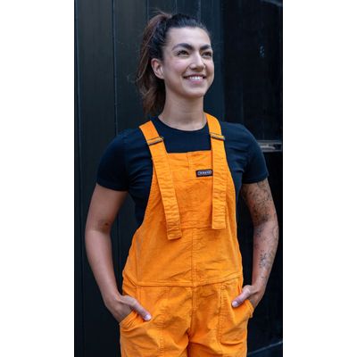 Foto van Run & Fly | Oranje stretch ribcord unisex tuinbroek