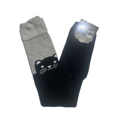 Foto van Flirt | Zwarte grijze Overknee sokken met kattensnoetje en staart