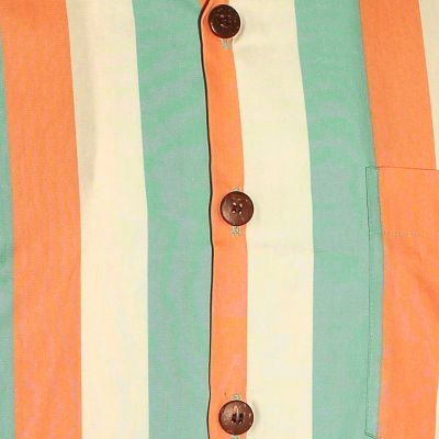 Foto van Chenaski | Overhemd korte mouw, stripes creme, mint en oranje