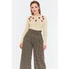 Afbeelding van Voodoo Vixen | Bruine Houndstooth pantalon met hoge taille en afneembare bretels