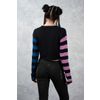 Afbeelding van Banned | Voidstar Skull korte wijdvallende jumper, blauw met roze schedel