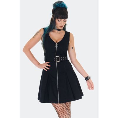 Foto van Jawbreaker | Jaren 80 Mini punk-jurk met metalen rits en riem met gesp