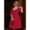 Afbeelding van Dolly and Dotty | Rode jaren '50 jurk Debra sweetheart halslijn en 3/4 mouwtjes 