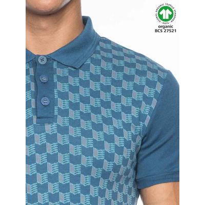 Foto van ATO Berlin | Polo Enzio bio katoen met jacquard patroon blauw