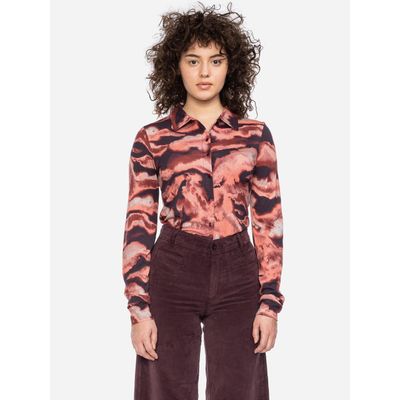 Foto van ATO Berlin | Blouse Arabella, bordeaux roze wolkig patroon