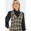 Afbeelding van Voodoo Vixen | Groen geruit Western gilet met knopen en roze rozen borduursels