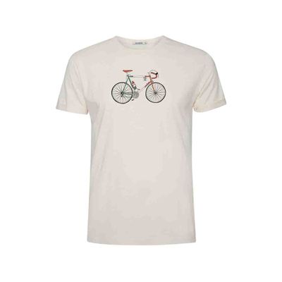 Foto van Green Bomb | T-shirt Bike Enzo, creme wit bio katoen