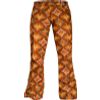 Afbeelding van Chenaski | Pantalon Snake met uitlopende wijde pijp, bruin oranje retro patroon