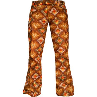 Foto van Chenaski | Pantalon Snake met uitlopende wijde pijp, bruin oranje retro patroon