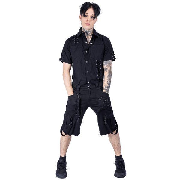 Poizen Industries | Industrial korte broek Dargan zwart met straps en zakken