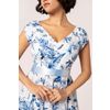 Afbeelding van Hell Bunny | Jaren '50 jurk Amazilia wit met blauw blad, vogels en een aangeknipte mouw