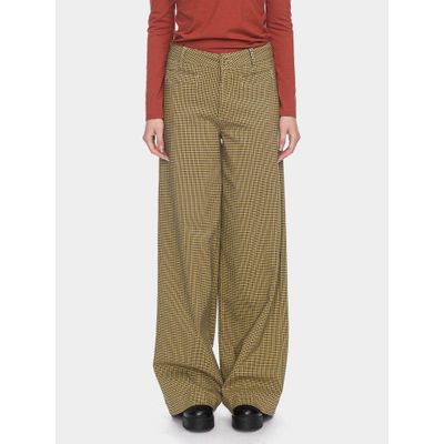 Foto van ATO Berlin | broek Lacy geel bruine retro ruitje