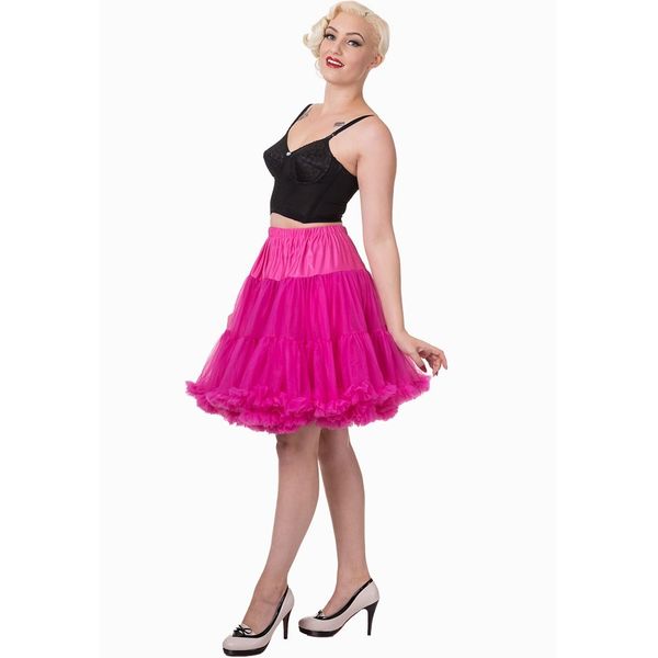 Banned | Petticoat Walkabout Knielang met extra volume, hot pink