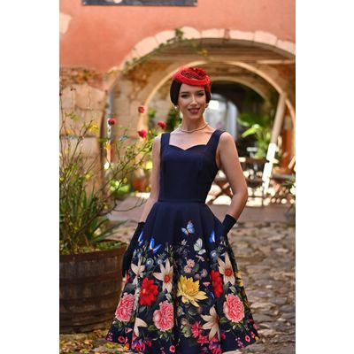 Foto van 890P-Hearts & Roses-Queensize - Swing jurk Moonlight met gekleurde bloemenrand-