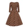 Afbeelding van Hearts & Roses | Swing jurk Robin, bruin met creme Polkadots