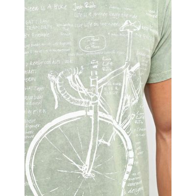 Foto van S-Ponder | Heren T-shirt Bcycle writing , stonewash groen