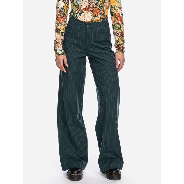 ATO Berlin | Hoge taille broek Lacy, groen beige gestreept