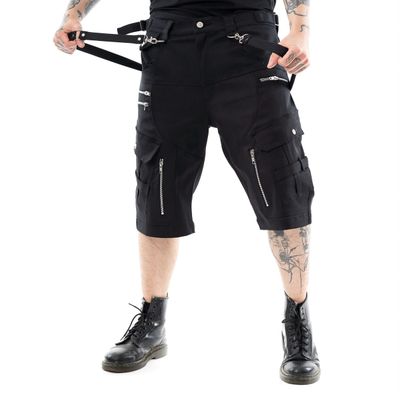 Foto van Vixxsin | Industrial korte broek Sydney zwart met ritsen, straps en zakken
