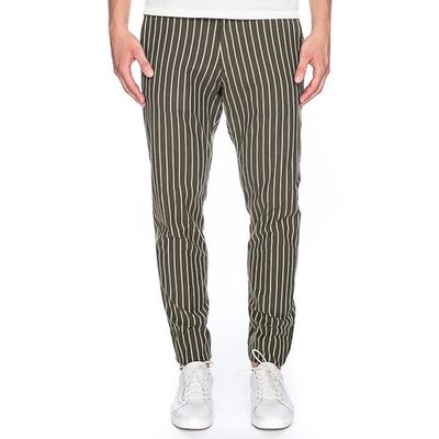 Foto van ATO Berlin | Pantalon Bull olijfgroen beige gestreept
