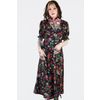 Afbeelding van Jawbreaker | Jaren 80 Skull Flower midi jurk met pofmouwen