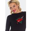 Afbeelding van Voodoo Vixen | Zwarte jaren '50 truitje met 3/4 mouwtjes, Heart & Dagger borduursel