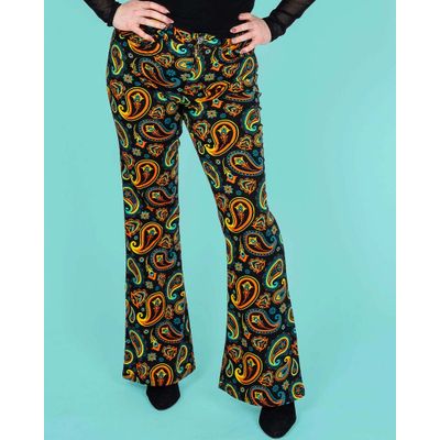 Foto van Run & Fly | Hoge Taille Broek Black met colourfull Paisley Rave