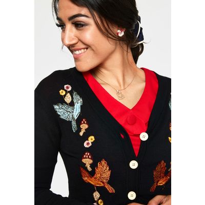 Foto van Voodoo Vixen | Cardigan Ginny Woodland zwart met embroidery