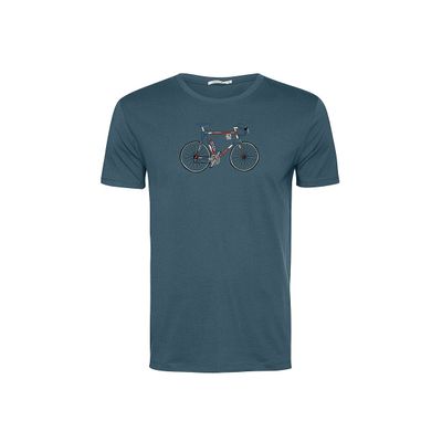 Foto van Green Bomb | T-shirt Bike Mikkel, steen blauw bio katoen