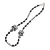 Afbeelding van Zacharia | Halsketting met dubbele Sugar skull en zwarte kralen 