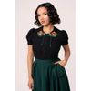 Afbeelding van Hell Bunny | Blouse Chester met eekhoorn borduursels op de kraag en pofmouwtjes