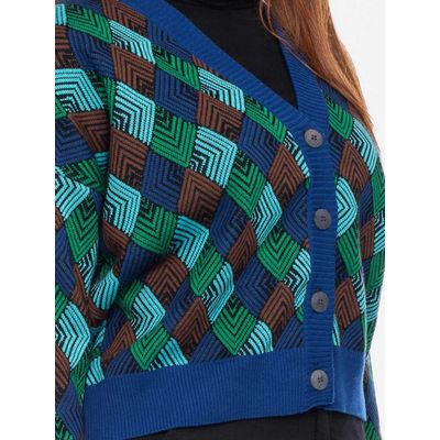 Foto van ATO Berlin | Vest Smilla met blauw bruin retro patroon